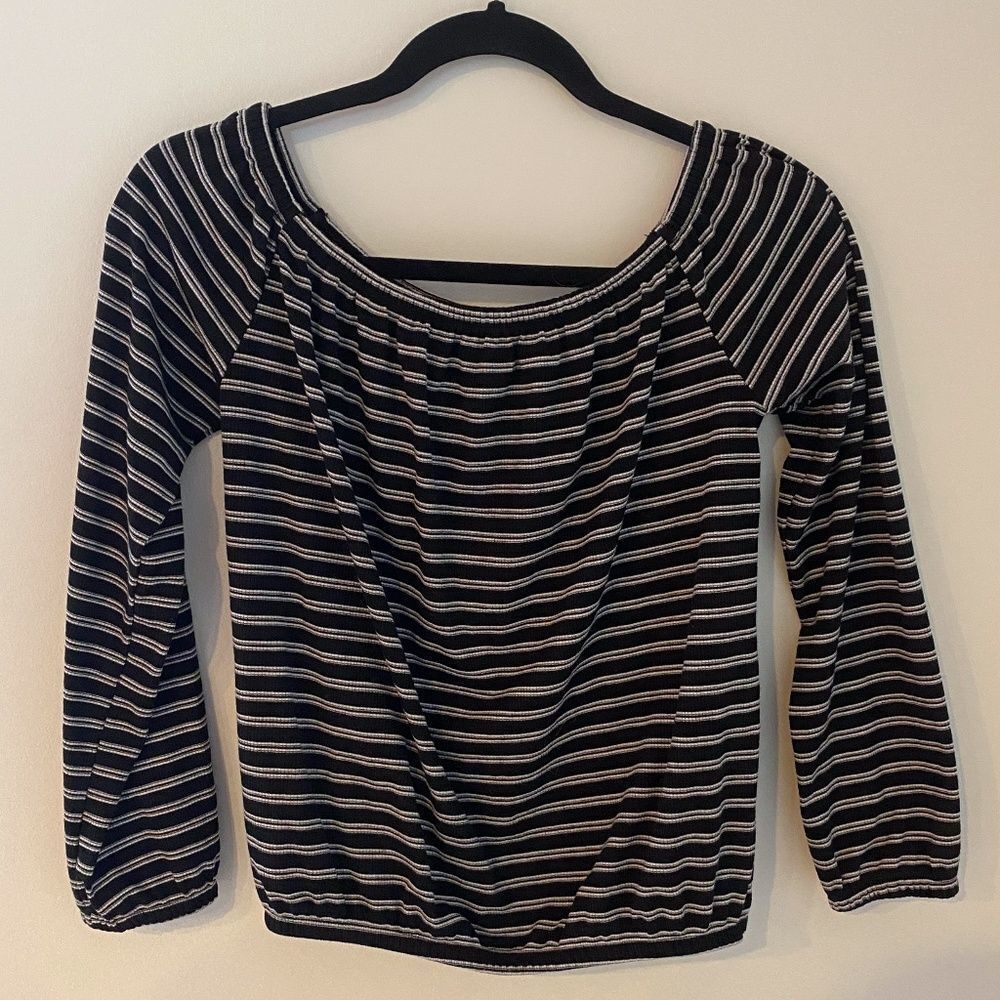 One Love Clothing Paris Women’s Striped Off Shoulder Black and White Size Medium